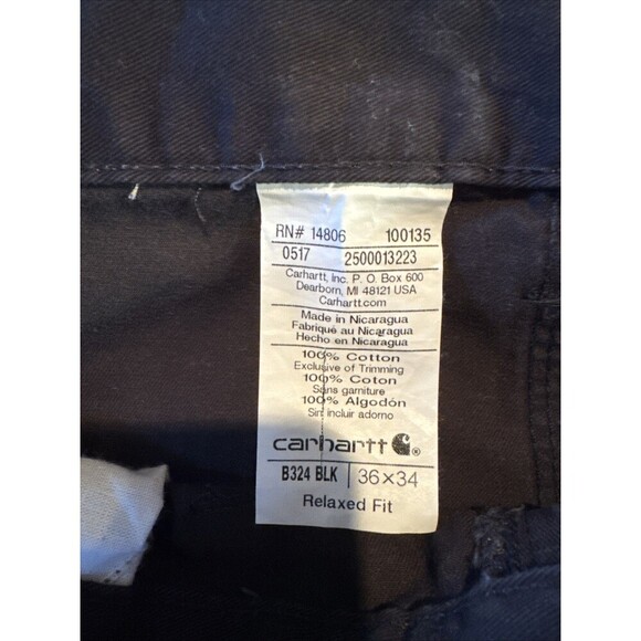 Carhartt Jeans Mens 36 Black Relaxed Fit Dark Wash Loose B324 BLK 36x34 - Picture 2 of 7